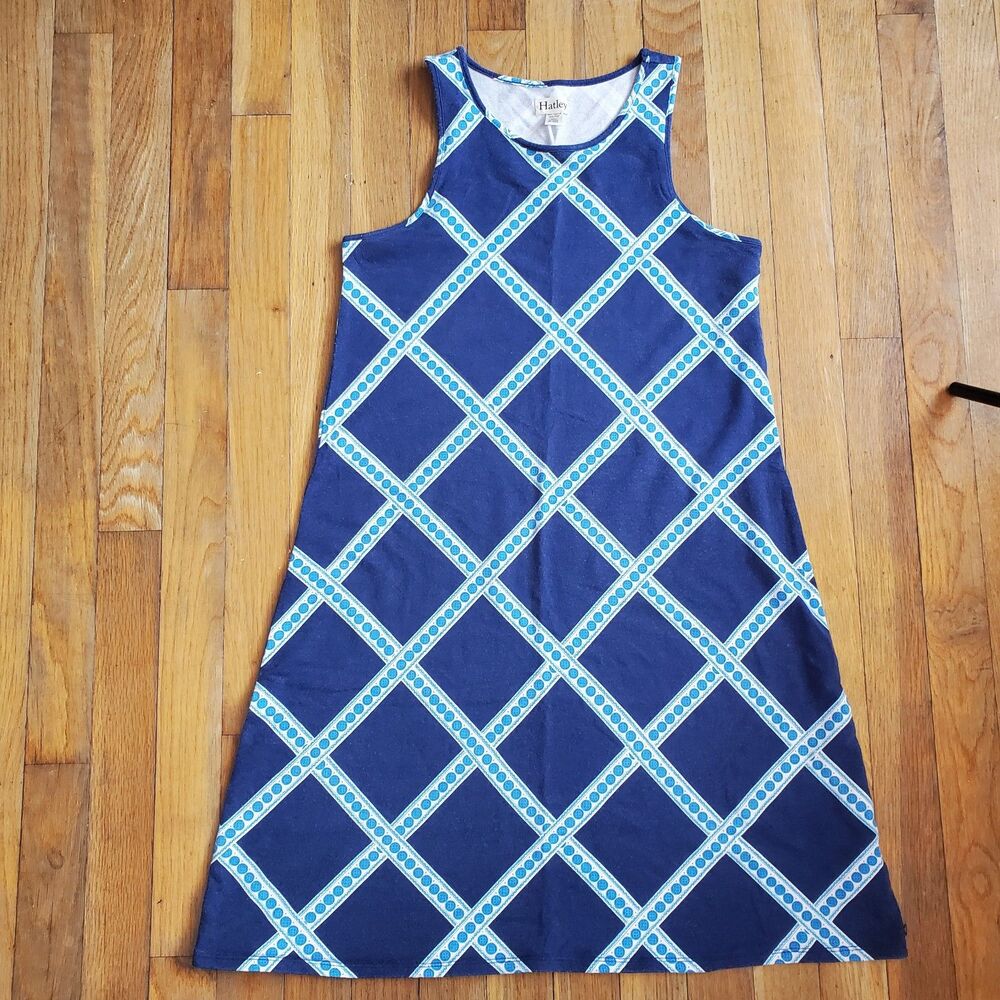 Hatley Bella blue patterned tank sleeveless slight stretch dress size xs